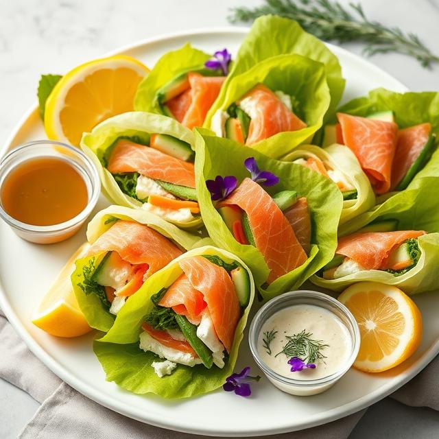 Smoked Salmon & Cream Cheese Salad Roll