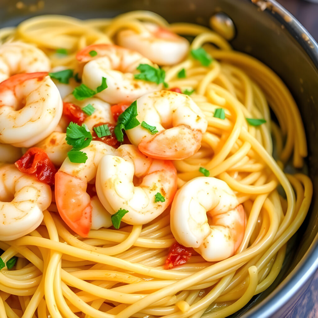 Spicy Garlic Butter Shrimp Pasta
